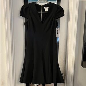 DKNY Black Mini Dress with Cap Sleeves